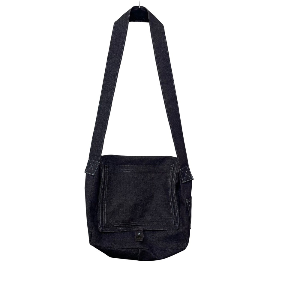Vintage GAP Denim Messenger Bag Dark Wash Indigo Y2K Crossbody Contrast Stitch